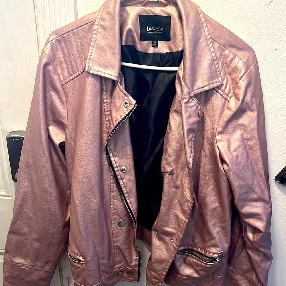 Beautiful pink faux leather jacket